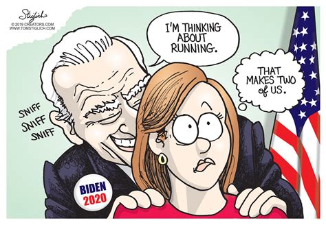 A Trump political action committee released a new ad aimed at Joe Biden, allegations that he inappropriately touched women. . Biden political cartoons